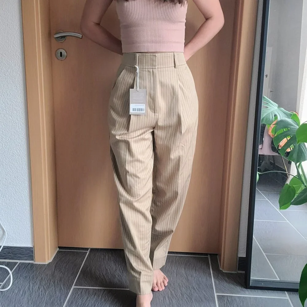 Everlane The Draper High Waisted Pinstripe Trouser Pants Size 4 - New with tags - Picture 12 of 16